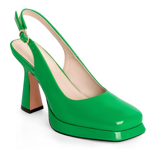 Image of ANN CREEK Women's Platform Slingback High Heels Ladies Square Toe Pump Shoes