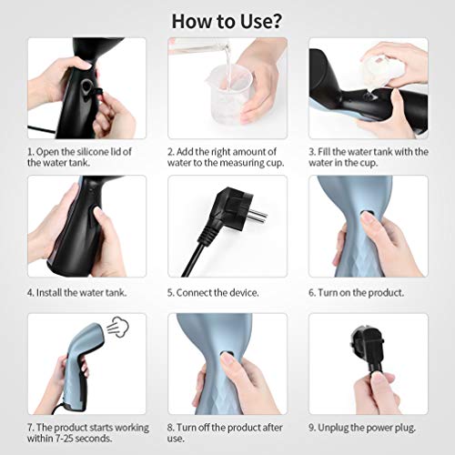 Steamer for Clothes Steamer Travel Portable Garment Steamer Fast Heating Handheld Powerful Dry Steam Clothing Accessory Wrinkle Remover Clean Refresh 120ml Water Tank- Suitable for Home and Travel