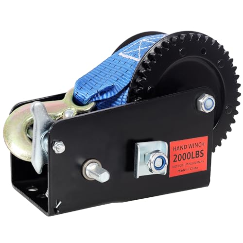 Winche manual 2000LBS con correa azul de 26 pies miniatura 2