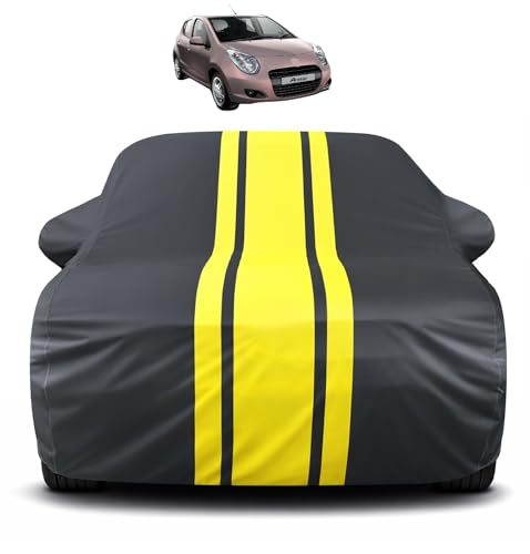 Image of Auto Hub Car Cover Compatible with Maruti A-Star with Mirror Pocket, Soft Cotton Lining, A-Star Car Cover Waterproof - Yellow-Black