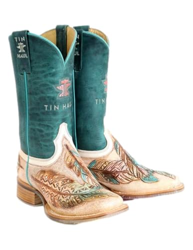 Tin Haul Girls' Birds of A Feather Western Boot Broad Square Toe - 14-021-0007-1541 TA 6 1/2 M US Tan2