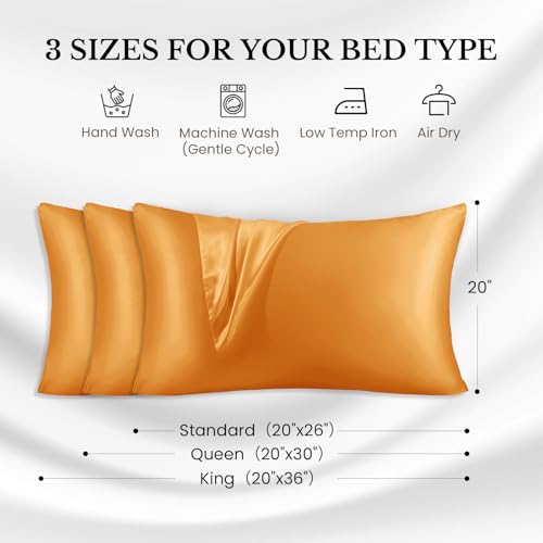 Image of THXSILK 100% Pure Mulberry Silk Pillowcase for Hair and Skin, 25 Momme Zipper Silk Pillow Case Standard Size, Gift Box, Real Silk Pillowcase with Zipper (Bronze, Queen 20 inchx30 inch)