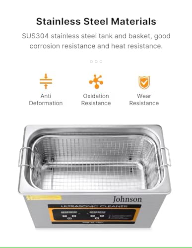 Image of Johnson Ultrasonic Cleaner 3L - Professional Ultrasonic Cleaning Machine with Digital Timer, Heater, 40kHz for Retainers, Dentures, Jewelry, Glasses, Watches - Home and Commercial Use