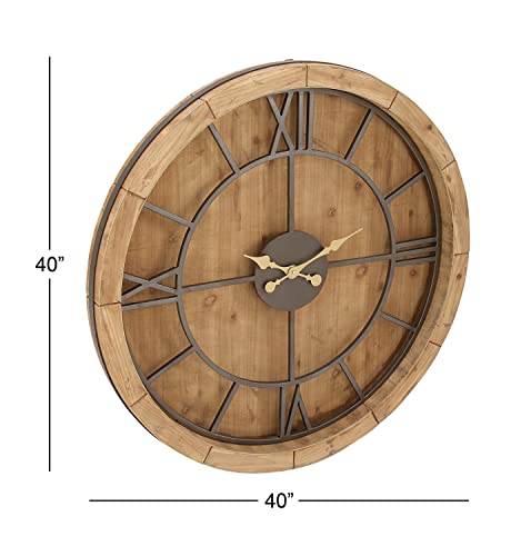 Deco 79 44381 Mediterranean Wood Round Wall Clock thumb #2