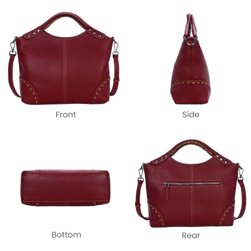 Image of HESHE Leather Purses for Women Crossbody Bags Satchel Shoulder Handbag | Genine Leather,Large Roomy Hobo Bags Retro Crossbody Purses Ladies Tote Top Handle Handbags for Work,Travel and Daily Use