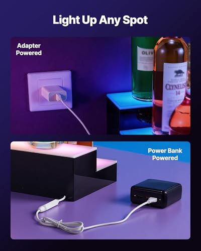 Image of VEVOR LED Lighted Liquor Bottle Display, 2 Tiers 30 inches, Supports USB, Acrylic Illuminated Home Bar Shelf Display with RF Remote & App Control, 9 Static Colors, Timing Mode, for 14-20 Bottles