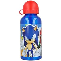 ILS I LOVE SHOPPING SONIC | Botella de aluminio para niños, 400 ml, Cantimplora Infantil con boquilla retráctil (Sonic)