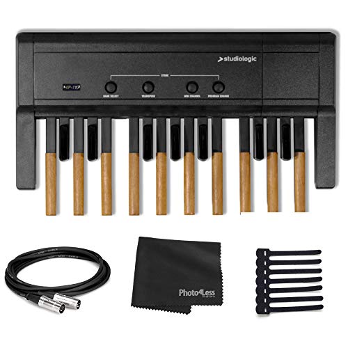 Studiologic Dynamic MIDI Base Pedal Board for MIDI Keyboards + Hosa Serviceable 5-pin DIN to Serviceable 5-pin DIN Cable + Rip Tie Wrap Hook-&-Loop Cable + Photo4less Black Cloth (17-Note)