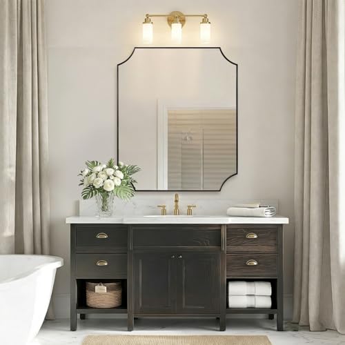 Image of MIRRORART Scalloped Black Bathroom Mirrors for Wall, 30x36'' Mirror