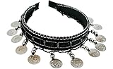 AK TRADING CO. Belly Dance Tribal Silver Coin Headband – Gypsy Jewelry Accessory for Costumes, Festivals & Performances