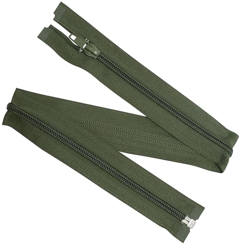AERZETIX - Juego de 8 Cremalleras de espiral N°5 50cm separables con cursor - en metal nylon poliéster - color verde militar - para costura manualidades creaciones textiles