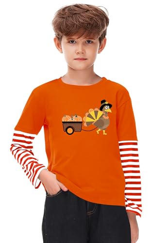 Image of Remimi Unisex Kids Christmas Long Sleeve Shirt Xmas Print Stripe Shirts 2-12 Years