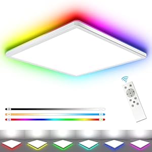 RGB LED Ceiling Light, 24W 3200LM Ceiling Lighting with Remote Control, Dimmable Ceiling Lamp 3000-6000K, IP54…