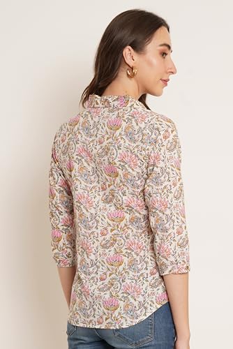 Image of COTLAND Fashions Jaipuri Cotton Floral Printed Shaded Shirt for Women (Top Style)