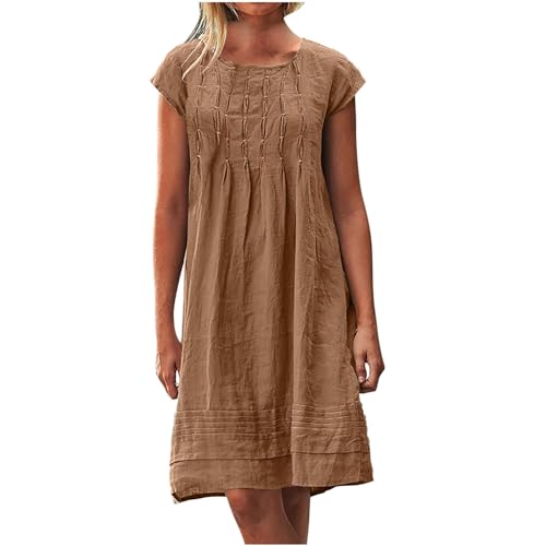 knee length dresses for ladies Vintage cotton linen dress TT0015 – YLISTYLE