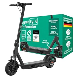 Egret Ey! 6 E-Scooter mit Straßenzulassung – bis 55 km Reichweite, LED-Licht 700 lm, Blinker, Trommel- & Scheibenbremse, 10" Luftreifen, klappbar