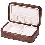 YEDECOR Caja organizadora de joyas de madera, portátil, para anillos, aretes, collares, pulseras, tamaño pequeño