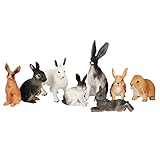 REALYUCAN 8 Pieces Mini Easter Bunny Rabbit Figurines Farm Animals Toy Plastic Rabbit Toys Cake Topper Party Cake Decorations for Kids Toddlers