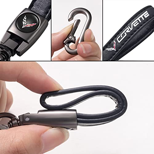 TACOMA Genuine Leather Car Keychain Key Chain for Men and Women Family Present Key Ring Accessories(Black)