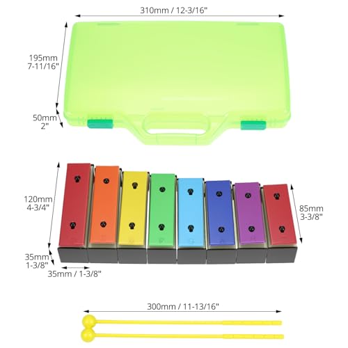 image for QWORK 8-Note Chromatic Xylophone Glockenspiel Resonator Bells with Col