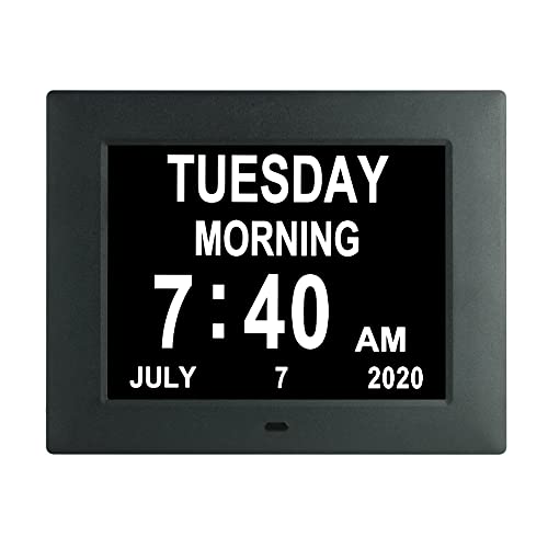 Ssini [2023 Newest Digital Clock With Date And Day Of Week With 8 Options Alarms,Am/Pm Function, Non-Abbreviated Day Month Calendar Dementia Clock Perfect For Seniors Vision Impaired #TOP7