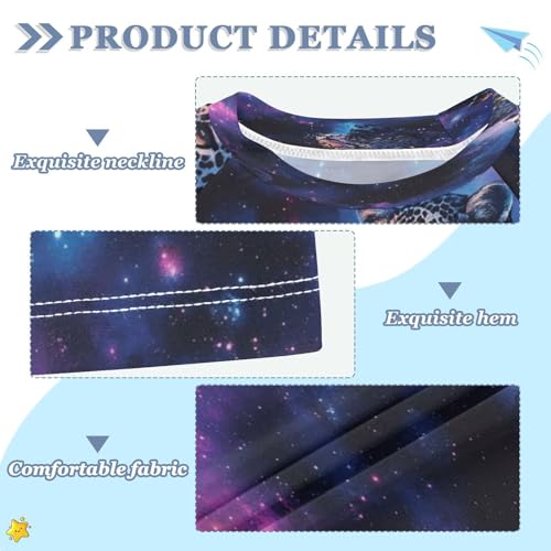 Kids Swimsuit Snow Leopard Galaxy Space Sunscreen T-Shirts Swimwear Sets UPF 50+3