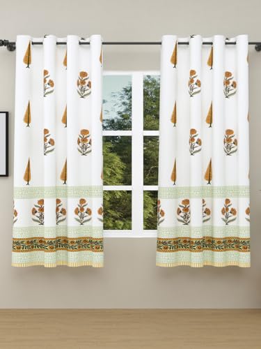 Image of BLOCKS OF INDIA Hand Block Printed Cotton Daylight Curtains with Eyelets |