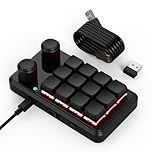 BRIMFORD Mini Macro Programmable Keyboard, One Handed Gaming Custom Keyboard Multifunction 12 Keys 2 Knobs Compatible for Mac OS,Windows,Vista, Macro Keypad Suitable for Office Gaming Lab