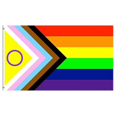 Cekell Intersex Inclusive Progress Pride Flag 3FTX5FT 2021 Redesign to Better Represent Intersex People LGBT Rainbow Flags Cover