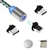 Produktbild Magnetisches USB Kabel Micro USB Type C Lighting Magnet Ladekabel, Multi-3-in-1-Ladekabel mit LED für Android Phone und mehr, Keine Synchronisierungsdaten (3.3ft/1m, grau)