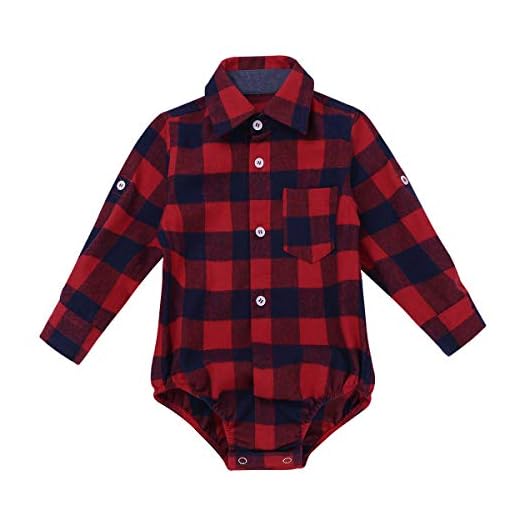 Agoky Camiseta de Cuadros para Bebé Niño Jumpsuit Mameluco Manga Larga Camisa Casual Mono Bebe Recién Nacido Romper Traje Fiesta Rojo 18 Meses