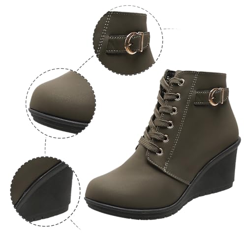 Bottines d'hiver à talons compensés confortables et isolantes - 4