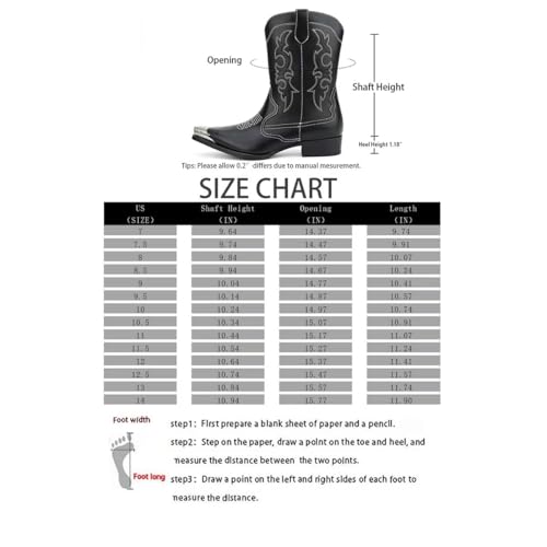 WEOOAR Cowboy Boots for Men Western Men's Boots with Classic Embroidered Slip Resistant Durable Fashionable Retro for Spring Fall (Black 9.5) by WEOOAR - Used condition - Image 6