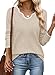 Womens Sweater Fall Sweaters for Women 2025 V Neck Pullover Sweaters for Women Early Fall Fashion 2025 Teacher Outfits Womens Tops Apricot M