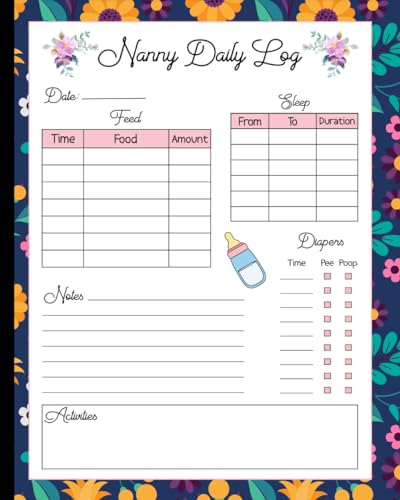 Nanny Daily Log: Keep a record of your baby’s daily routine and s...
