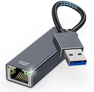 Adapter USB na Ethernet, adapter USB 3.0 na LAN 1000 Mbps, USB RJ45, adapter sieciowy z aluminium i nylonu, kompatybilny z laptopami, MacBook, Surface Book, PC z systemem Windows 11/10/8/7, XP, Linux