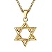 PROSTEEL 18k vergoldet Talisman Davidstern Anhänger Halskette Magen David Amulett Hexagramm mit 55+5cm Singapurkette Jüdischen Modeschmuck Accessoire für Herren