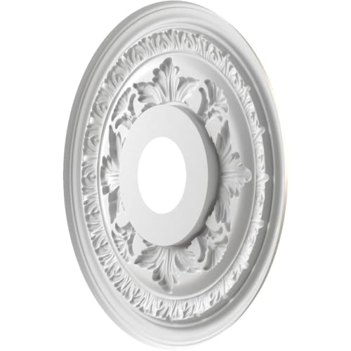 Image of Ekena Millwork CMP16BABAL Baltimore Thermoformed PVC Ceiling Medallion (Fits Canopies up to 6 1 /2 inch), 16 inchOD x 3 1 /2 inchID x 1 inchP, Bright Coat Aluminum