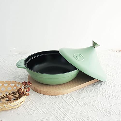 Bamfy Cast Iron Moroccan Tagine Pot Non Stick Enameled Casserole Tajine Pot, Cooking Pot, Oven Induction Safe With 2 Handles And Lid (Color : Green) #TOP1