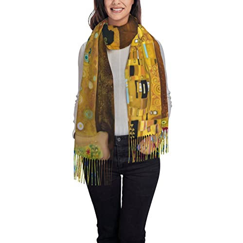 Abstract Kiss Art Gustav Klimt Soft Blanket Scarf Long Warm Shawl Wraps Scarfs For Women