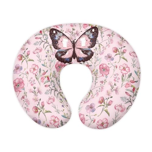 Image of Hzeswody Nursing Pillow Cover, Cozy Nursing Pillow Slipcovers Replacement Fits Newborns - Pink, Butterfly Removable Cover for Breastfeeding Pillows Snug Fits Boppy Pillow
