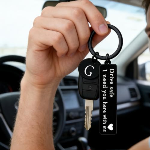 Image of drive safe keychain for him key rings for her men boyfriend