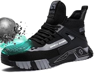 Steel Toe Shoes for Men Work Safety Shoes Industrial Construction Shoes Mid Cut Industrial Boot Work Sneakers Comfortable Lightweight Safety Shoes for Work