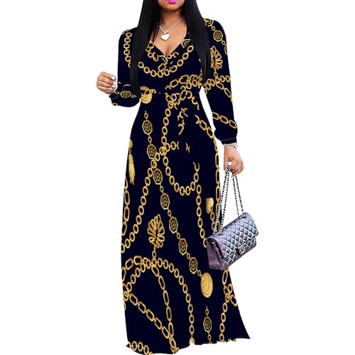 Image of PinkPatty Women's Long Sleeve Maxi Dress Plus Size Trendy Wedding Guest Wrap Dress with Pockets&Belt