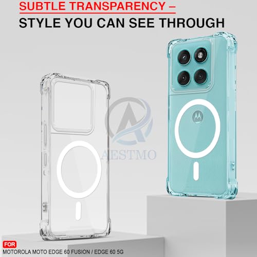 Image of AESTMO Clear Back Cover for Moto Edge 60 Fusion / 60 5G | 360 Protection | Transparent Back Cover for Moto Edge 60 Fusion / 60 5G (PC + TPU, Compatible with MagSafe Accessories, Transparent Bumper)