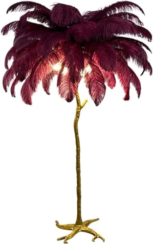 Lámpara De Pie Regulable Led con plumas de avestruz para ambiente cálido 2