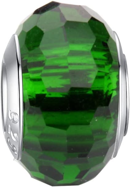 HappyStar 925 Sterling Silver Clear Charm Bead fit Charm Bracelets Idea DIY Dangle Pendants Charms Beads Simulated Birthstone Charms Birthday Gifts for Women - Image 4