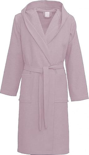 HOME ZEN HOUSEHOLD LINEN Peignoir peignoir 100 % pur coton nid d'abeille doux avec poches homme femme unisexe capuche ceinture taille XXL rose Cover