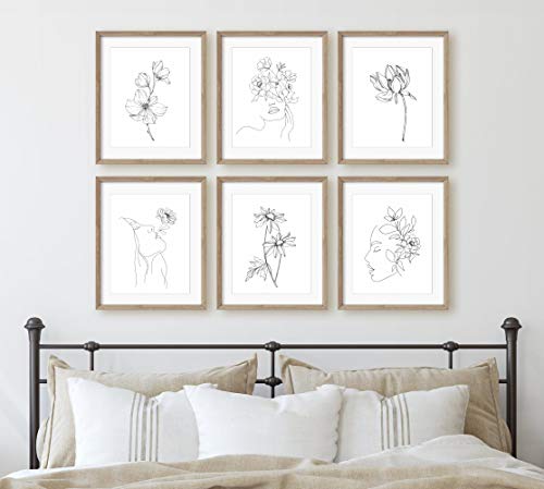 Eleville 8X10 Unframed Set Of 6 Abstract Minimalist Wall Art Line Drawing Woman Face With Flower Palm Watercolor Art Print Inspirational Wall Art For Kids Room Nursery Decor Wgn214 #TOP2