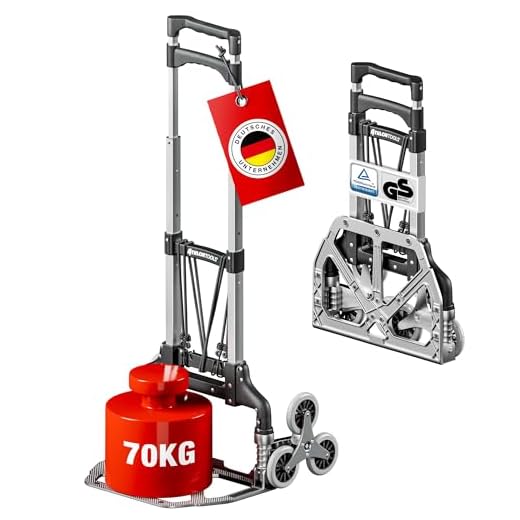 Relaxdays Einkaufstrolley, Klappbar, Einkaufsroller bis 35 kg, Verstellbarer Griff, Mit Rollen, HBT: ca. 100 x 42 x 37 cm, schwarz 5 ATHLON TOOLS Aluminium Treppensteiger-Sackkarre klappbar - extra langer Griff 110 cm - Ladefläche mit Anti-Rutsch-Pads - Modell 2021